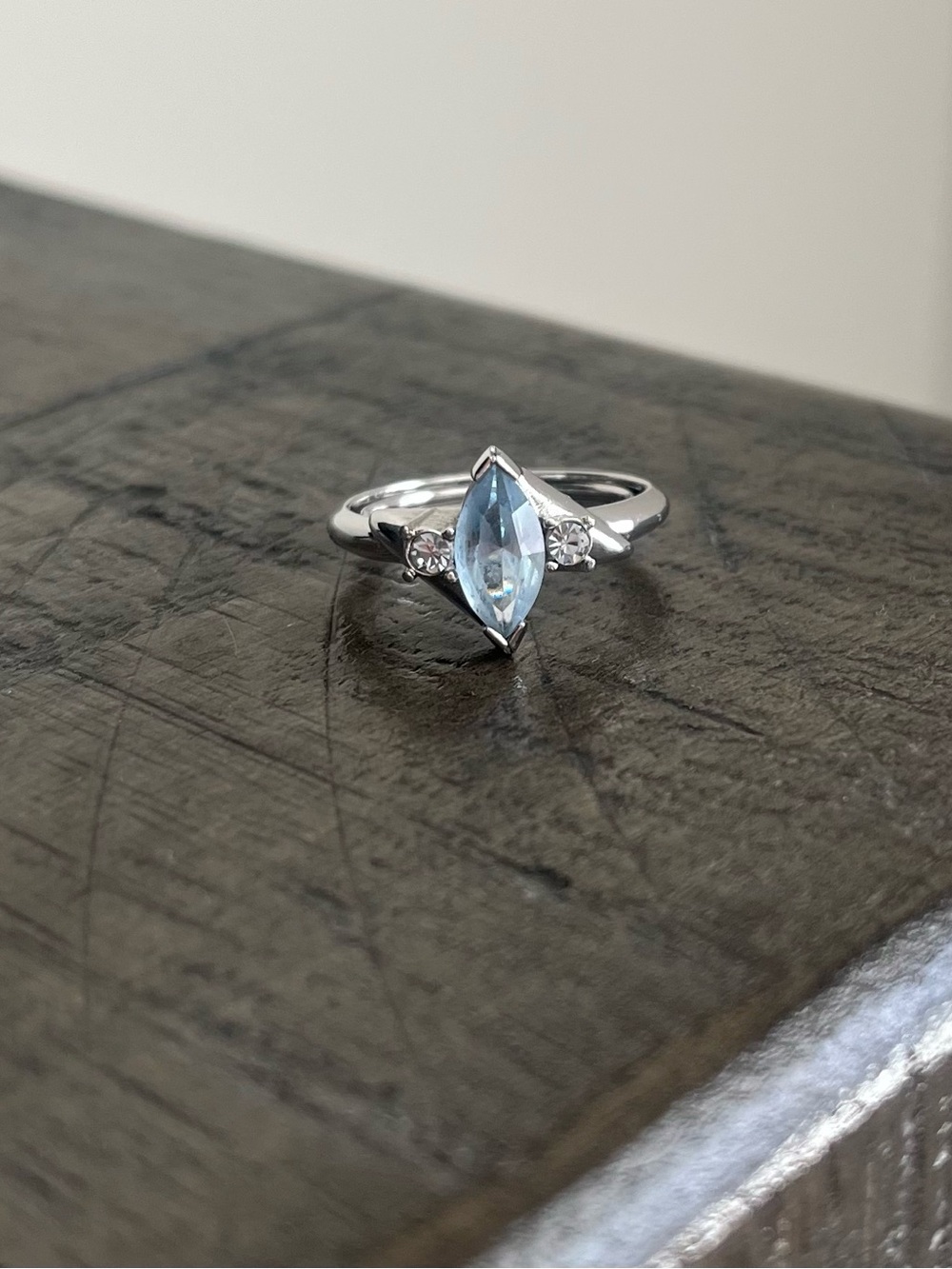 Avon Marquise Blue Stone Silver-Tone Ring